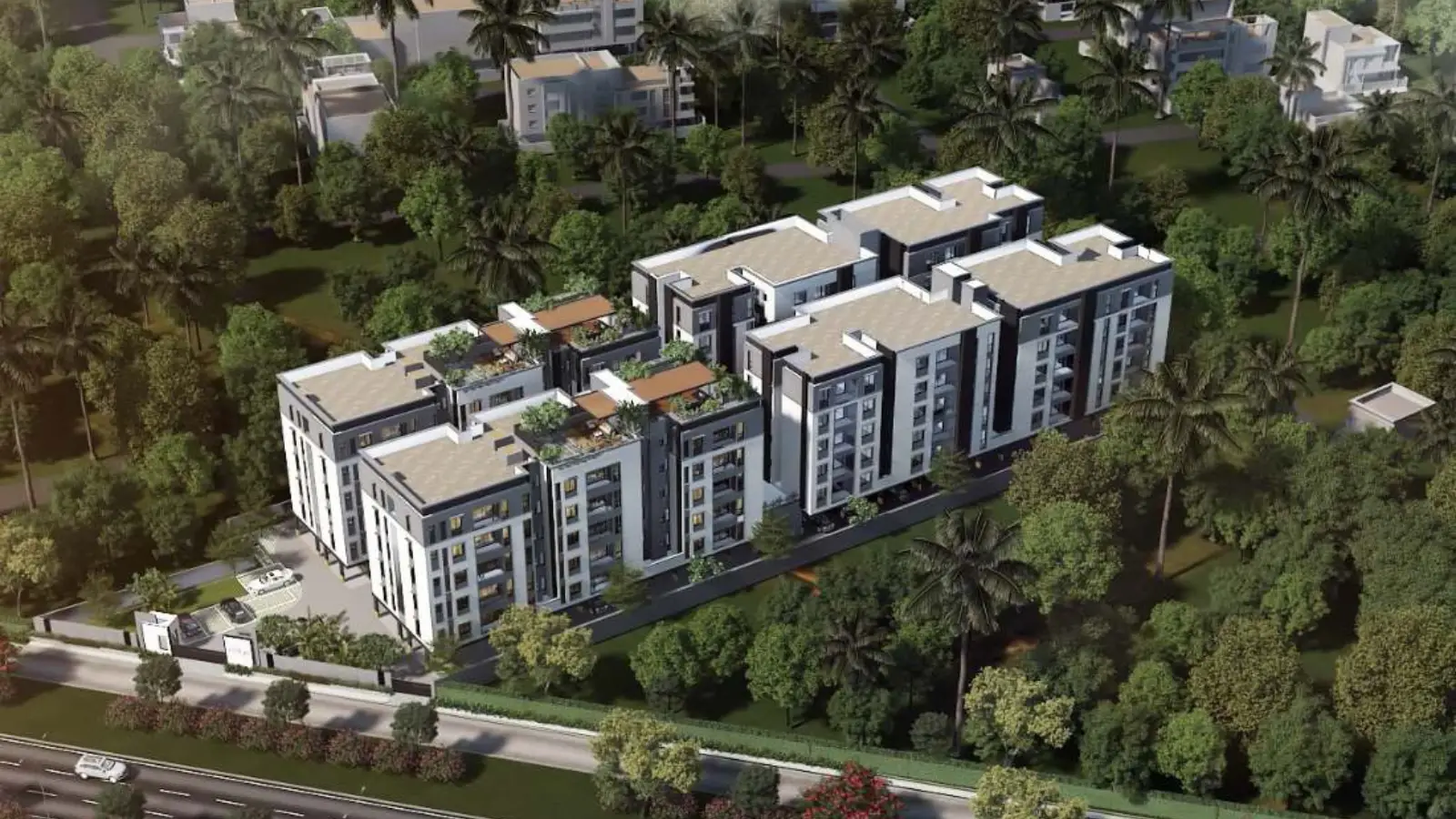 A picture showing the aerial view of mid-rise apartments in Madhavaram Chennai
